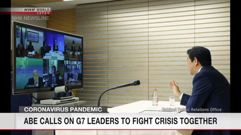 Abe urges G7 leaders to fight virus together