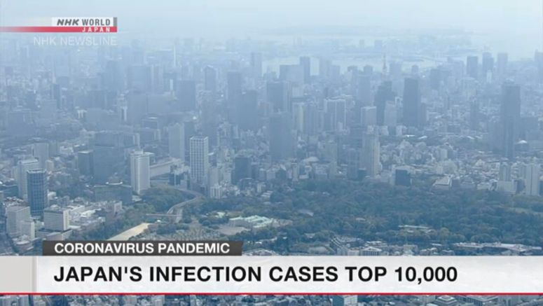 Japan's coronavirus cases top 10,000