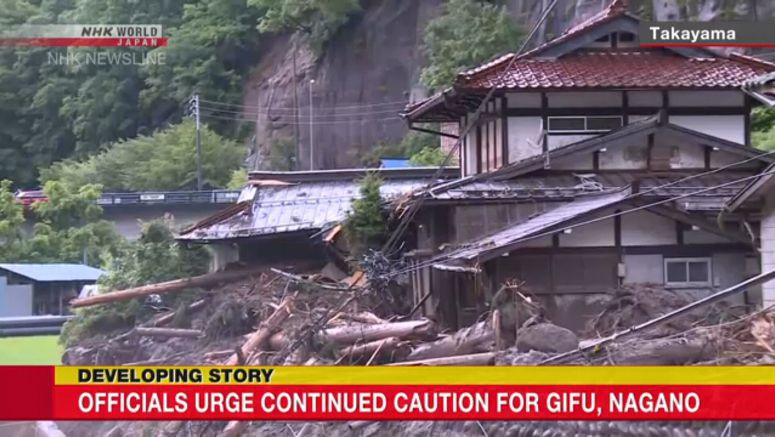 Officials urge continued caution for Gifu, Nagano