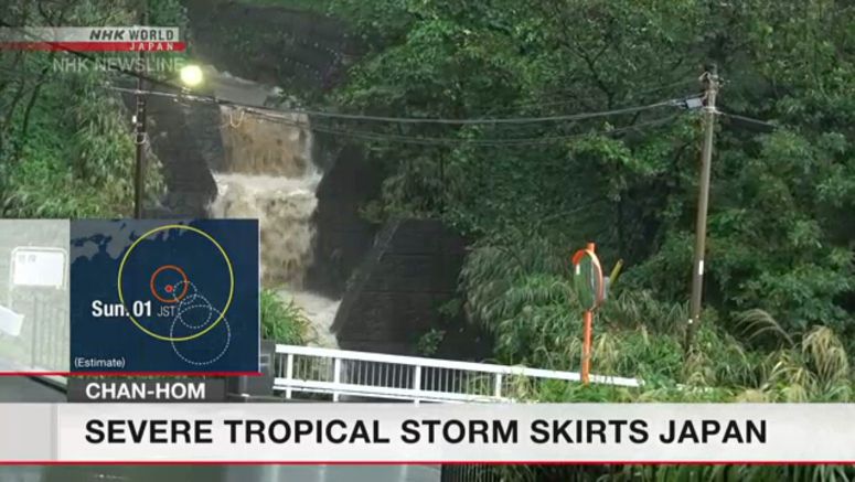 Severe tropical storm skirts Japan