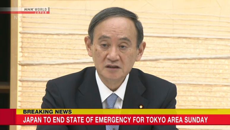 Suga: State of emergency to end on Sunday
