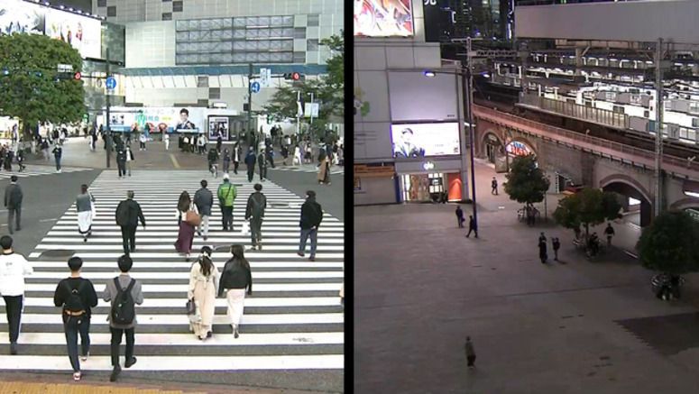 Fewer people out at night in Tokyo, Kyoto