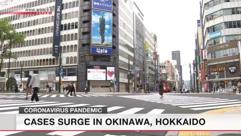 Coronavirus cases surge in Okinawa, Hokkaido