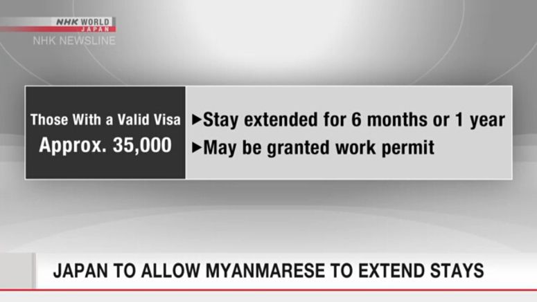 Japan takes measures to let Myanmar people stay