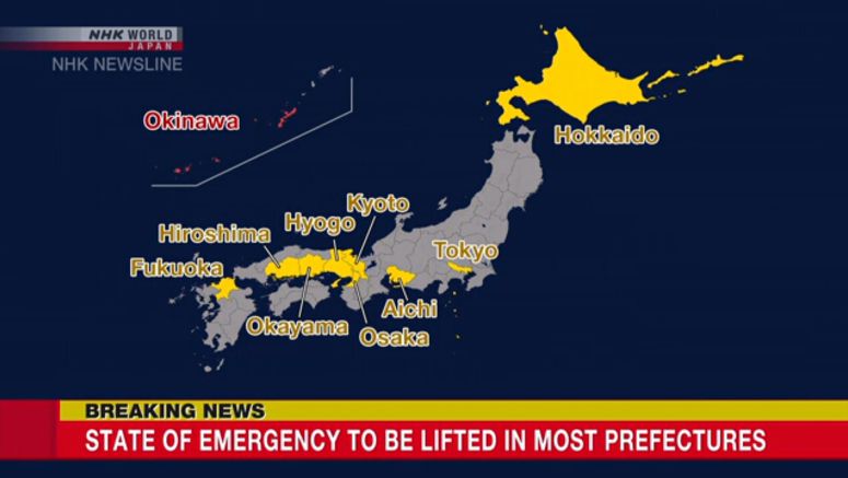 Japan to lift state of emergency except in Okinawa