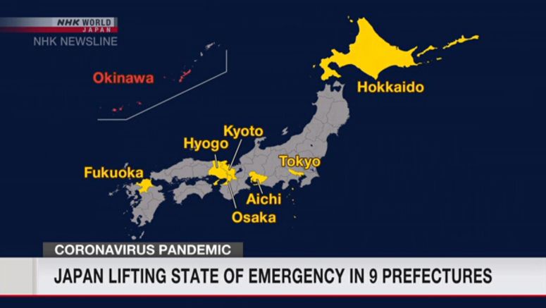 Japan lifting state of emergency in 9 prefectures