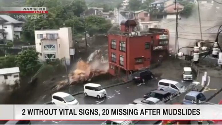 Japan mudslides leave about 20 unaccounted for