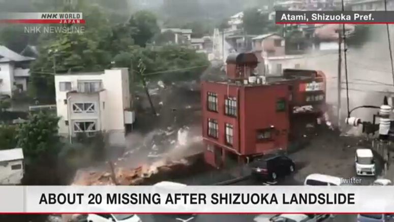 About 20 unaccounted for after Shizuoka landslide
