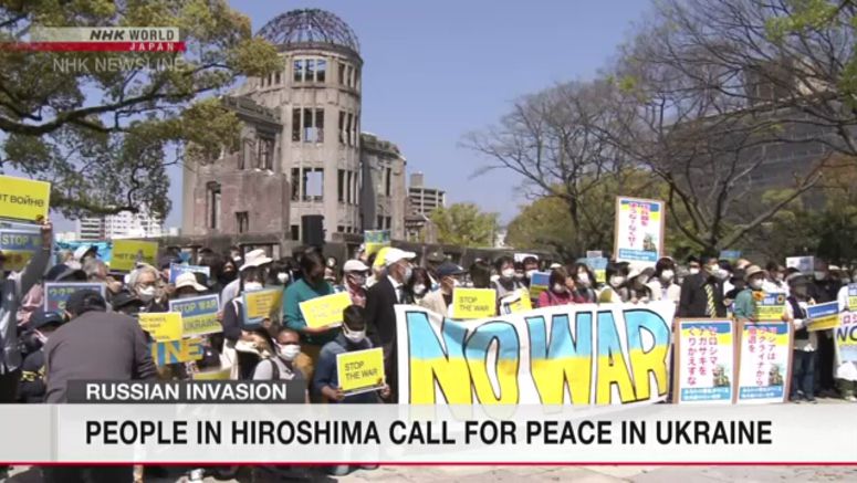 People in Hiroshima protest invasion of Ukraine