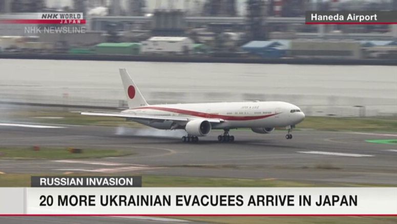 20 more Ukrainian evacuees arrive in Japan