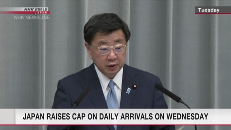 Japan raises cap on daily arrivals on Wednesday