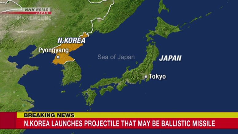 N.Korea launches projectile that may be ballistic missile