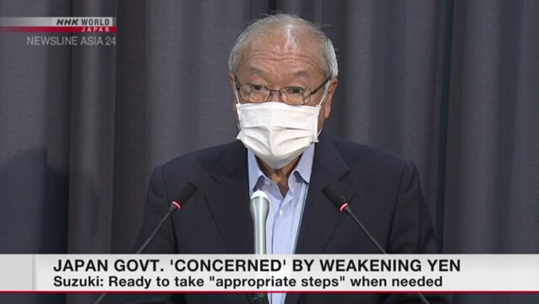Japan govt. 'concerned' by weakening yen