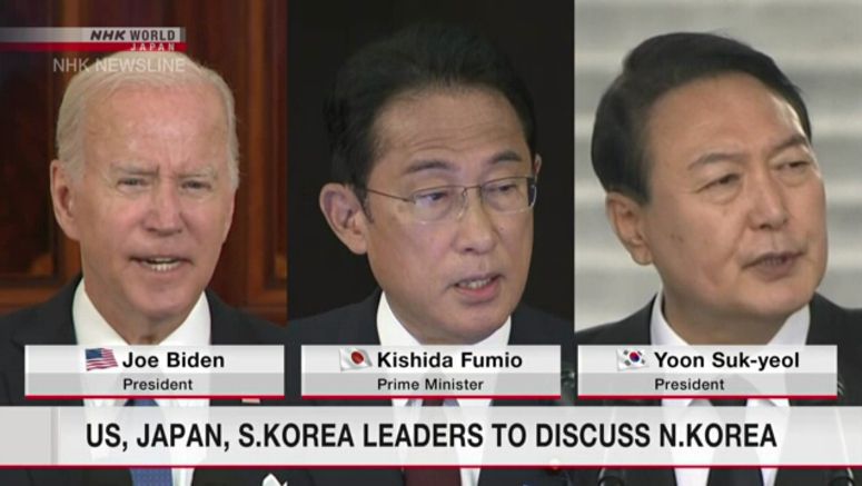 Leaders of Japan, US, S.Korea to discuss N.Korea weapons programs