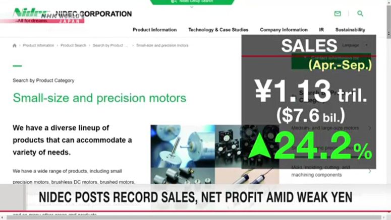 Nidec posts record sales, net profit amid weak yen