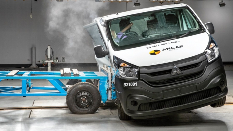 Watch Mitsubishi Express van bend its way to 0-star crash test rating