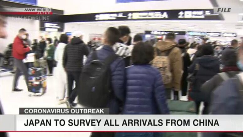 Japan to survey all arrivals from China