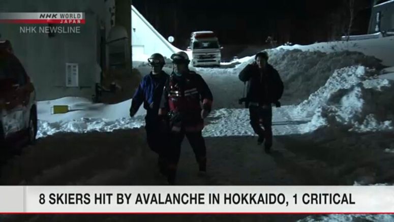 Avalanche hits 8 skiers at Hokkaido resort