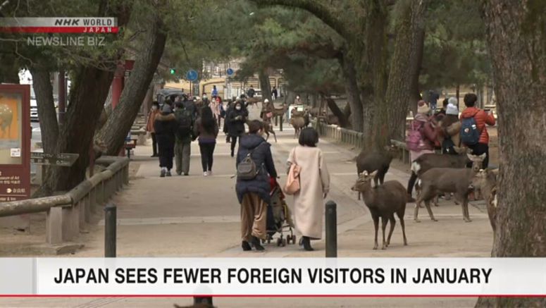 Japan sees fewer foreign visitors in January