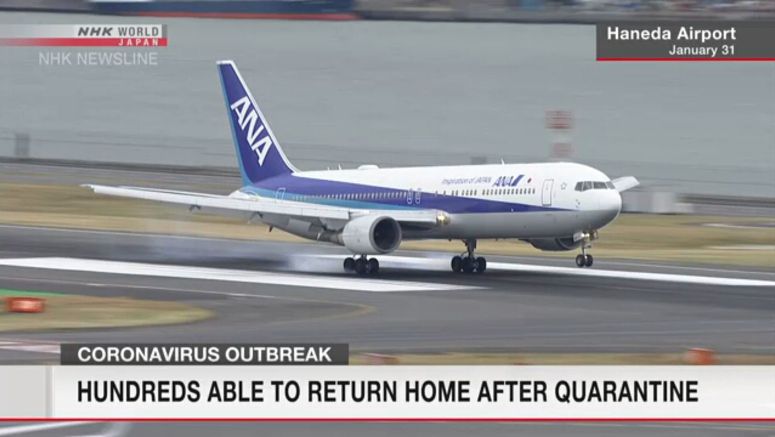 People returned to Japan on 3rd flight go home