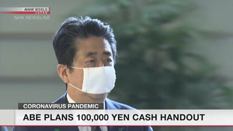 Abe plans blanket 100,000-yen cash handout