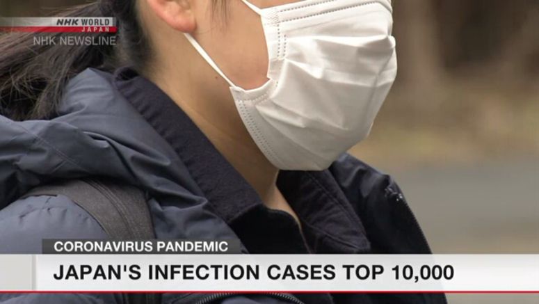 Coronavirus cases in Japan top 10,000