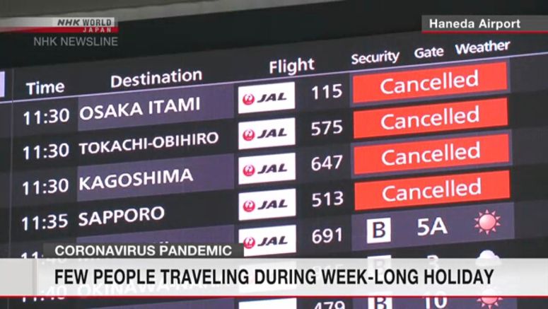 Few travelers in Japan as holiday period begins