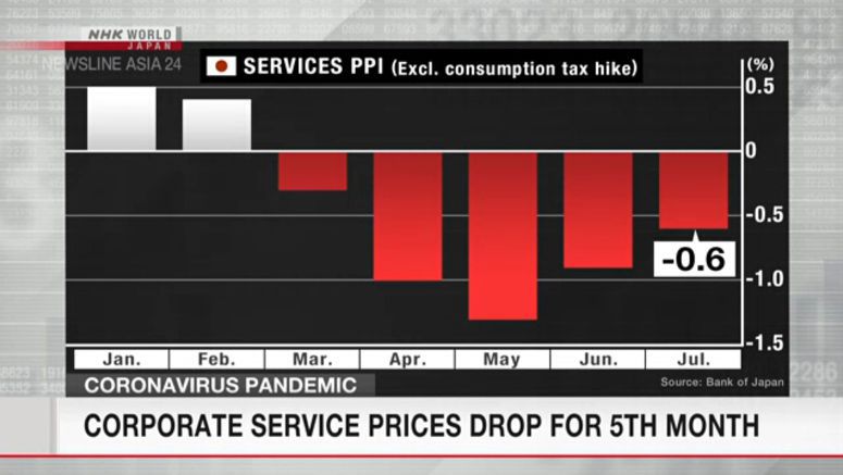 Corporate service prices drop for 5th month