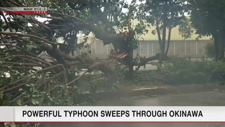 Powerful typhoon sweeps through Okinawa