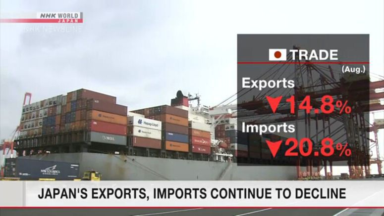 Japan's exports, imports continue to decline