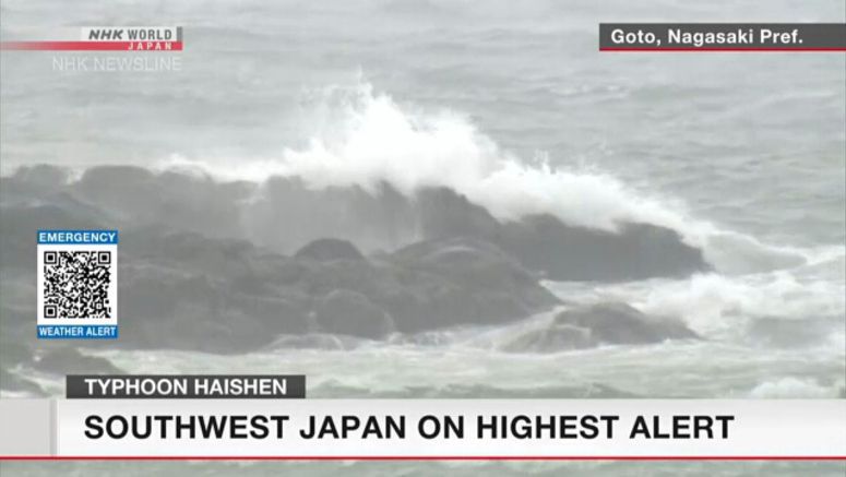 Japan's southwest in Typhoon Haishen storm zone Japan's southwest in Typhoon Haishen storm zone