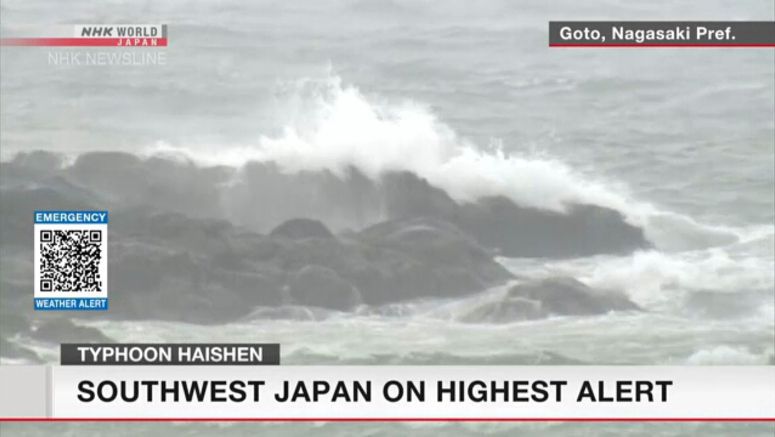 Japan's southwest in Typhoon Haishen storm zone