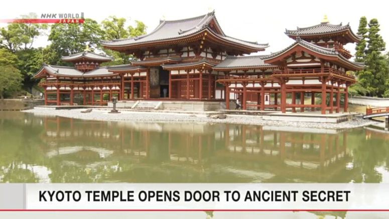 Drawing of bodhisattvas found on Kyoto temple door