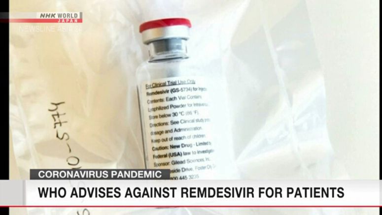WHO: Remdesivir not recommended for COVID-19