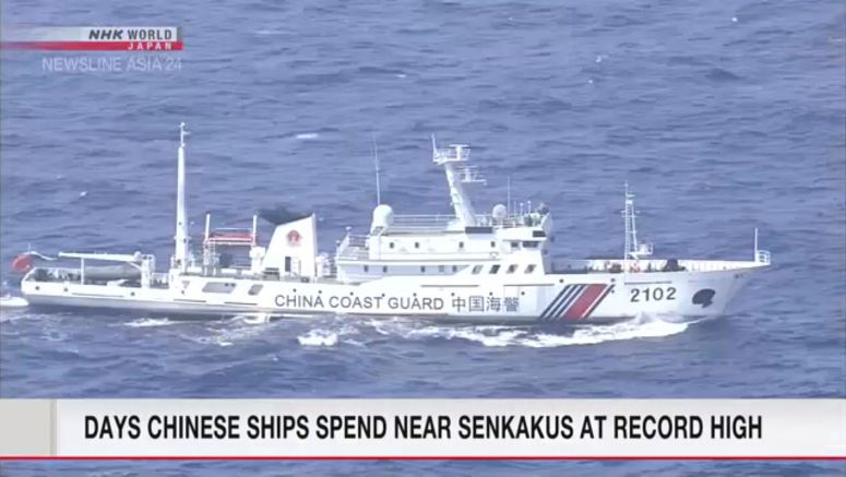 Chinese ships near Senkakus mark record high