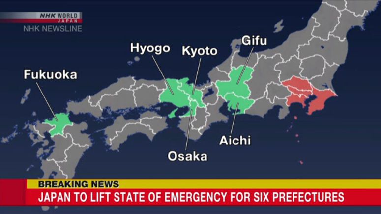 State of emergency to be lifted in six prefectures