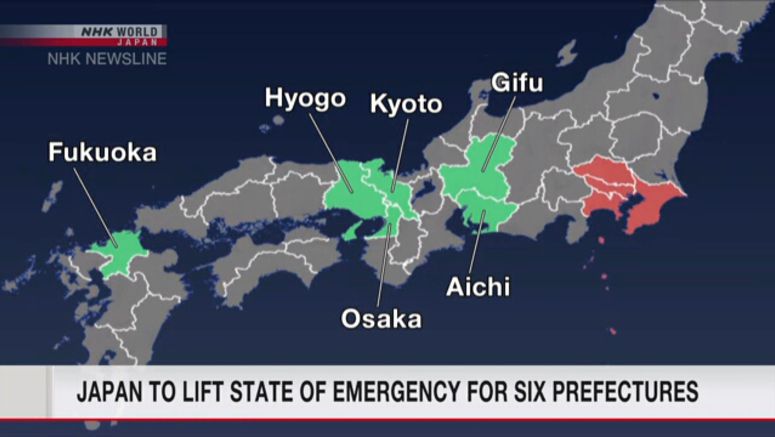 Japan to lift state of emergency in 6 prefectures