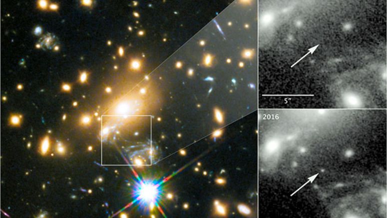 Farthest star photographed with cosmic lens, Hubble telescope