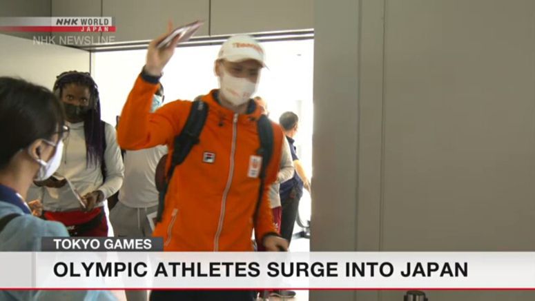 Olympic athletes arriving in Japan en masse