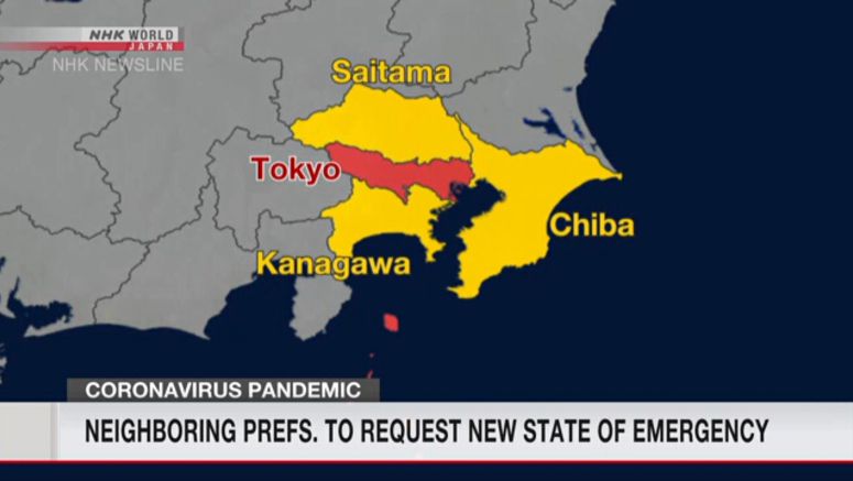 3 prefs. near Tokyo to seek emergency declaration