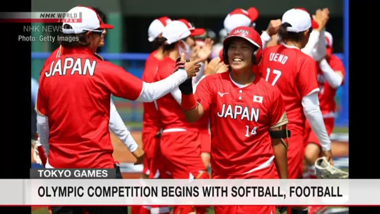 Olympic competition begins with softball, football