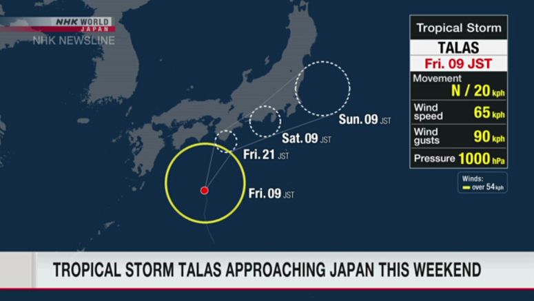 Tropical storm forms, approaches Japan along Pacific coast
