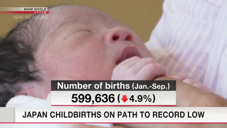 Number of births in Japan on pace for record low Number of births in Japan on pace for record low