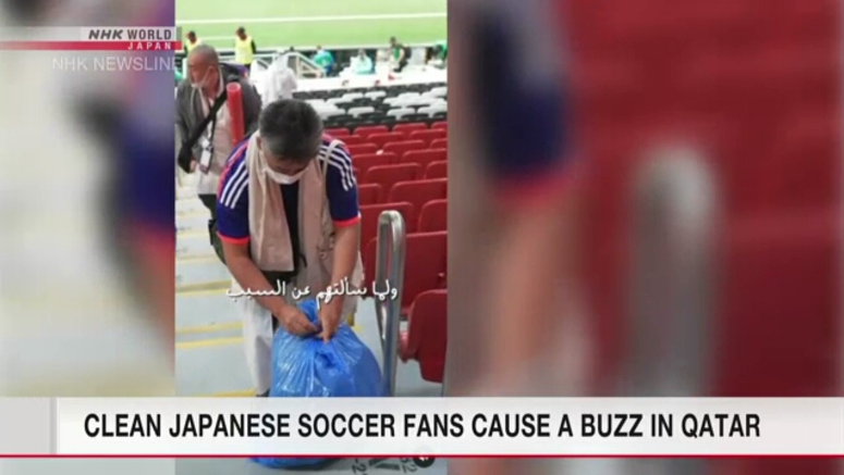 Viral video shows Japanese soccer fans cleaning up after World Cup match