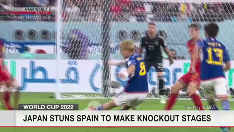 Japan defeats Spain, advances to knockout stage in soccer World Cup