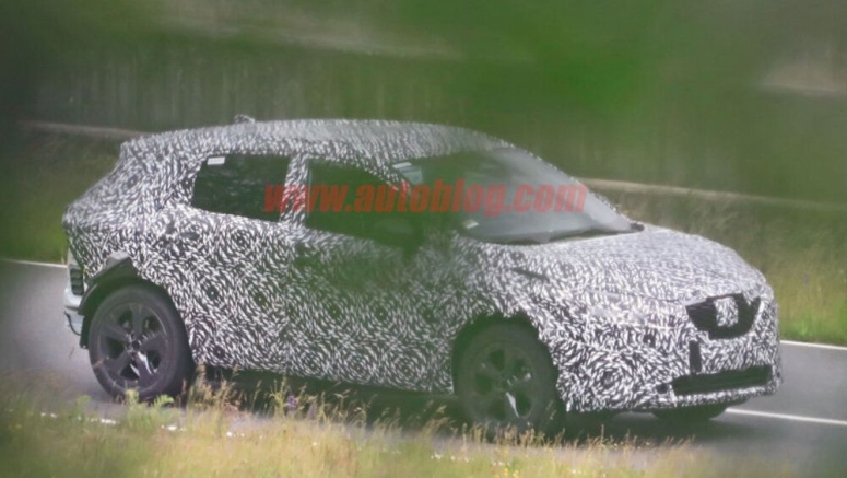 Nissan Rogue Sport spied covered in camo from atop a tree
