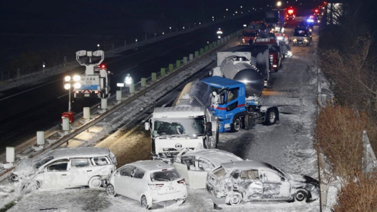 Snowstorm in Japan causes 134-vehicle pileup